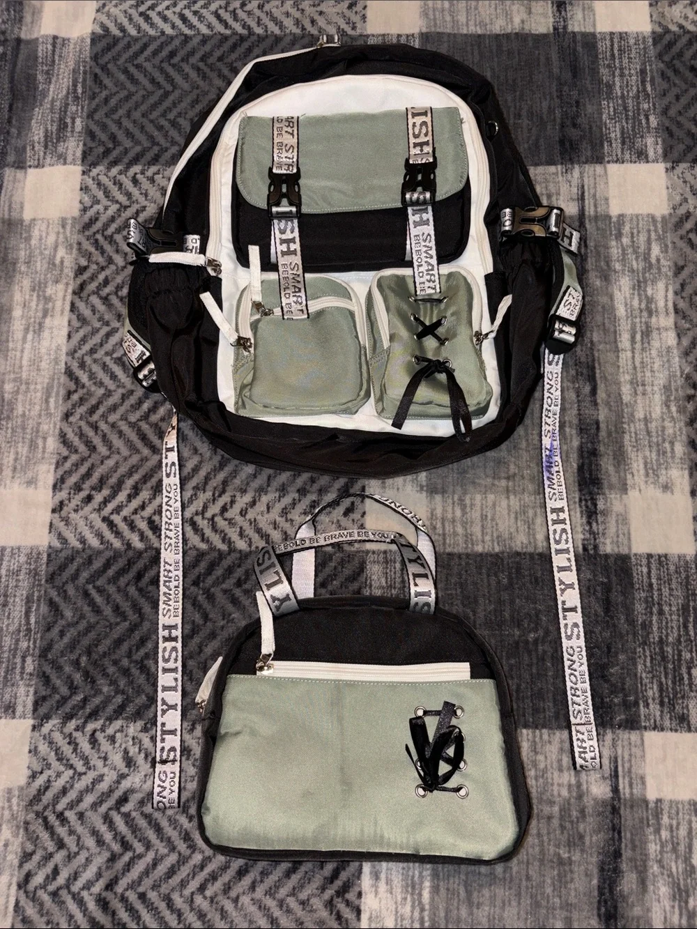 Kids Backpack and Matching Lunchbox Bag in Sage Green by
